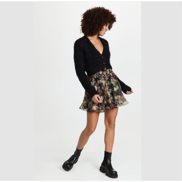 Alice and Olivia Floral Silk Mini skirt  Size 8 - Picture 1 of 14